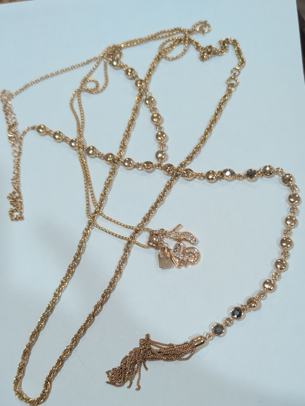 Elegant Gold-Tone Necklaces Set Of Three